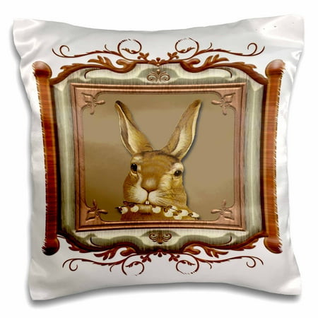 Silk Pussy Willows 3dRose Cute Bunny Holding a Pussy Willow Branch in a Wooden Look Frame - Pillow Case, 16 by 16-inch ()