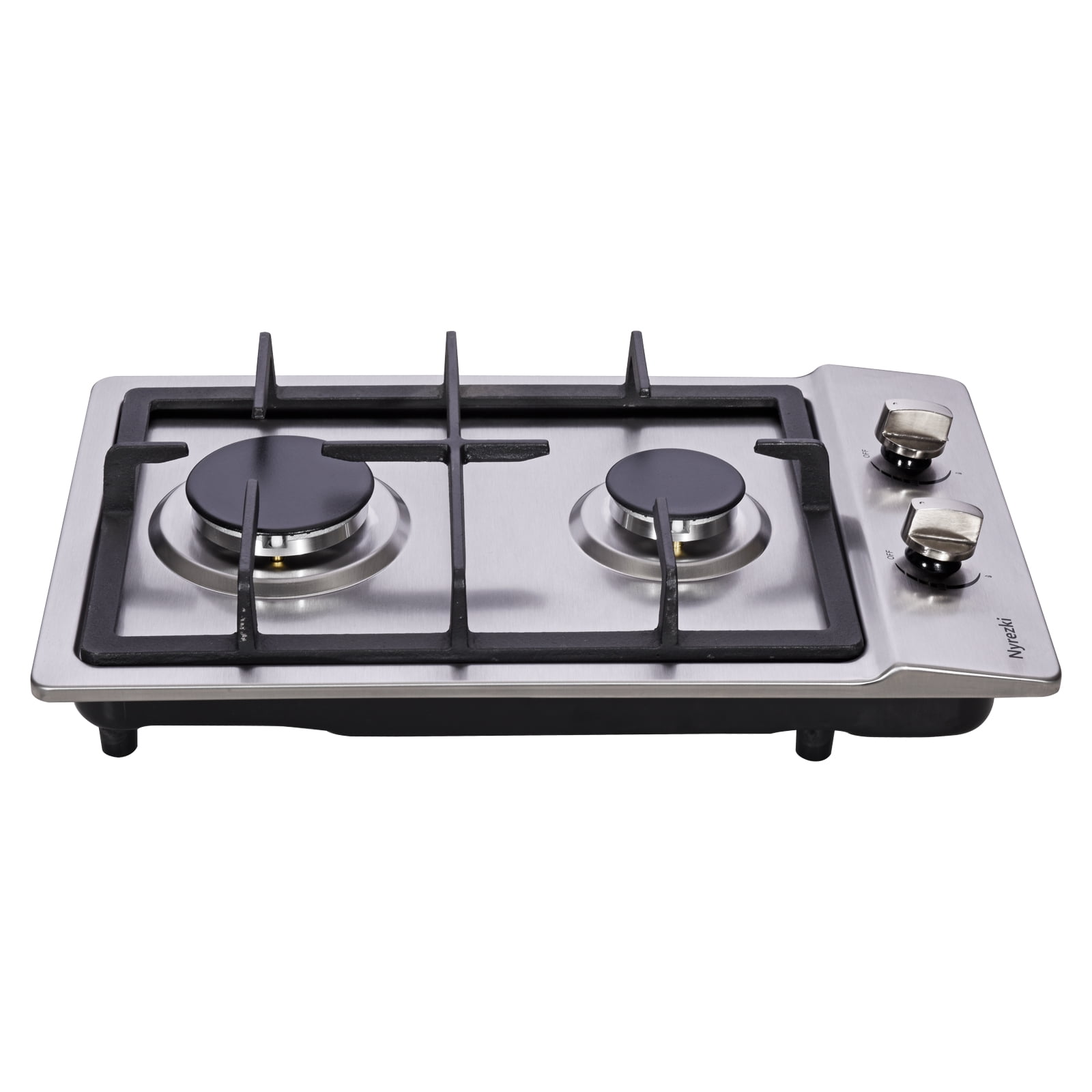 Nyrezki 12 Inch Gas Cooktop, 2 Burners Built-in Gas Stovetop Stainless Steel Gas Stove Top Propane/Natural Gas Convertible Sealed Gas Cooktop for RVs, Apartments, Outdoor
