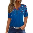 thumbnail image 2 of Cavosen Red White and Blue Clothes for Women Petite Independence Day 3/4 Sleeve V Neck T Shirts USA Star Striped Graphic Shirts Lady XL 4th of July Casual Shirts Red White and Blue Tunic Tees, 2 of 5