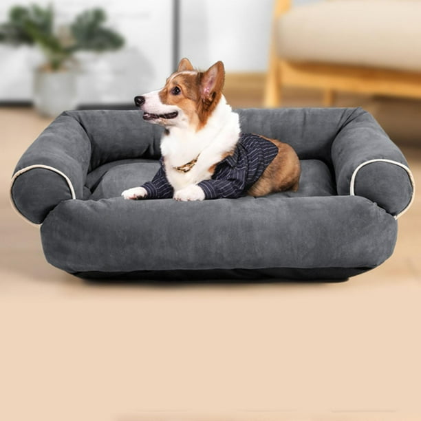 Cama Perro Elevada Sofá Para Perros PawHut Imitación Cuero Gris