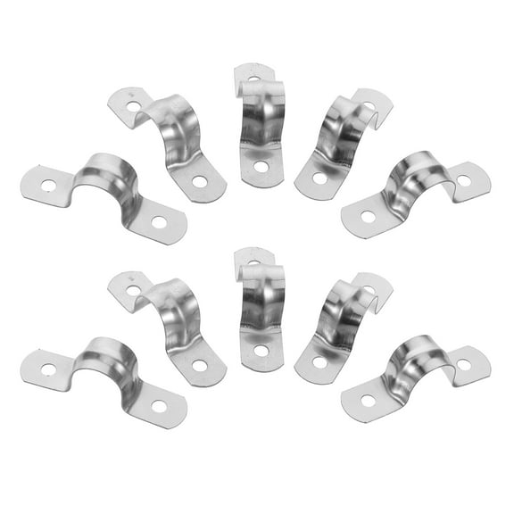 FRCOLOR 10pcs Stainless Steel Pipe Strap U Bracket Rigid Pipe Strap Clamp Saddle Pipe Holder Bracket For Fixing Various Pipe On Different Surfaces