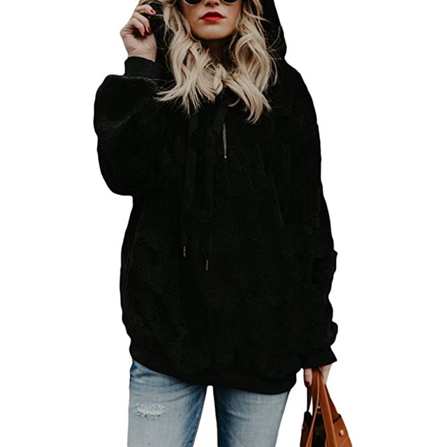 Damen Sherpa Pullover Fuzzy Fleece Sweatshirt Oversized Hoodies
