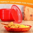 thumbnail image 6 of NOGIS Fast Food Baskets, 8.9 x 5.6 x 1.5 Inch, Set of 12, Red - Oval Plastic Food Serving Baskets for Restaurant, Home Kitchen, Office, Party, Picnic (Red), 6 of 7