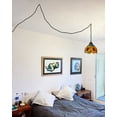 thumbnail image 5 of FSLiving Plug-in Pendant Hanging Light with 15FT Power Cord Tiffany Handmade Colorful Glass Shade Dimmable Pendant Lamp for Bedroom, Kitchen, Bay-Window, Dining Table - 1 Pack, 5 of 5