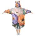 thumbnail image 2 of FORMRS Wearable Blanket Hoodie with Sleeves for Kids Cozy Flannel Sweatshirt, Bright Flowers, 2 of 7