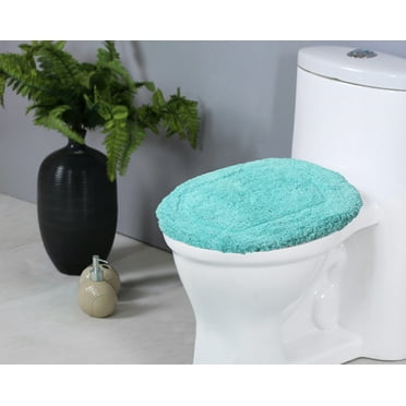 Home Weavers Classy Bathmat Collection 100% Cotton Tufted Bath Rug, Extra Soft and Absorbent Bath Rugs, Machine Washable bath rugs for Bathroom, 18"x18" Toilet Lid Cover, Turquoise