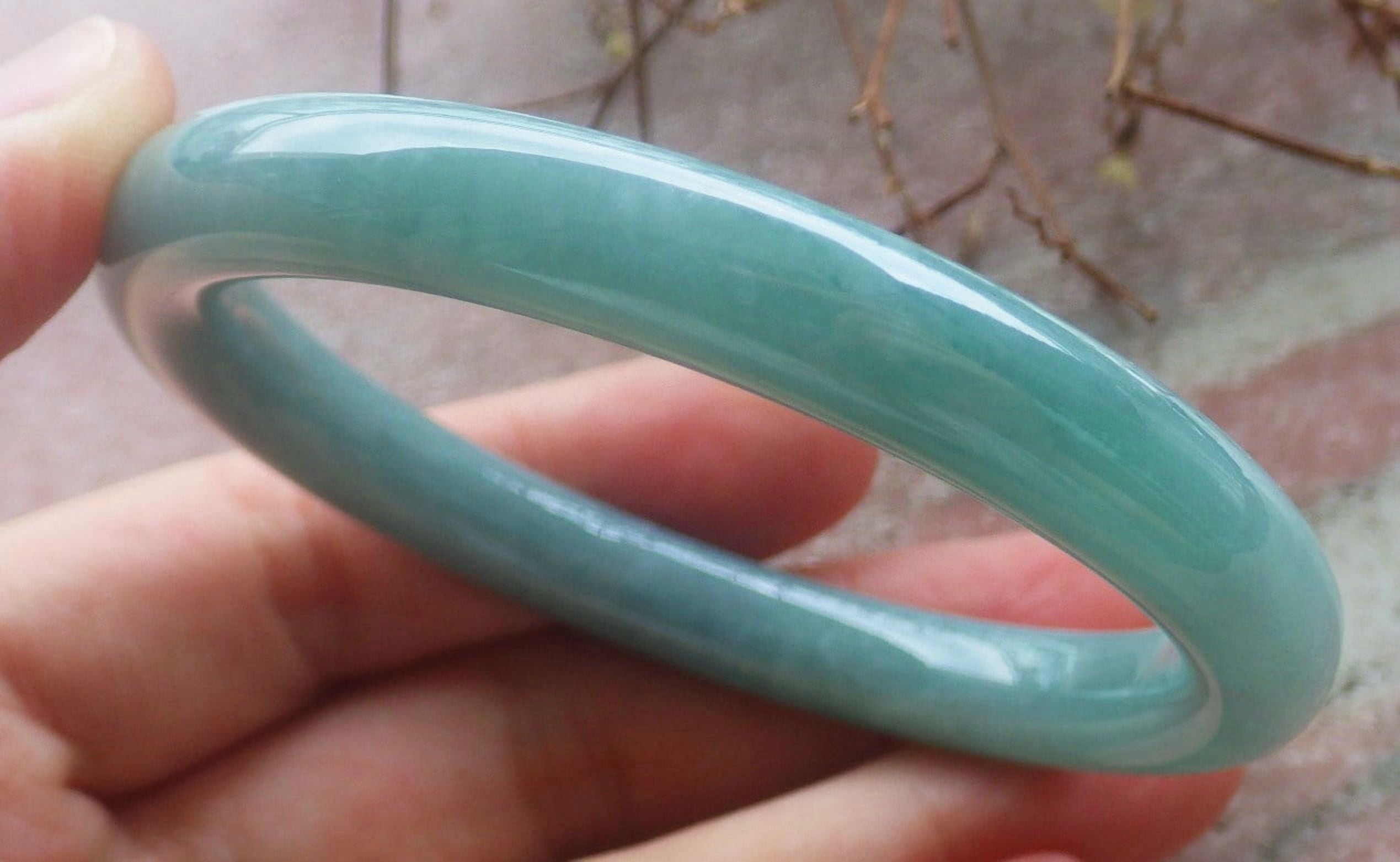 Icy Green Natural A JADE Jadeite Circle Bangle Bracelet 53 mm 704629