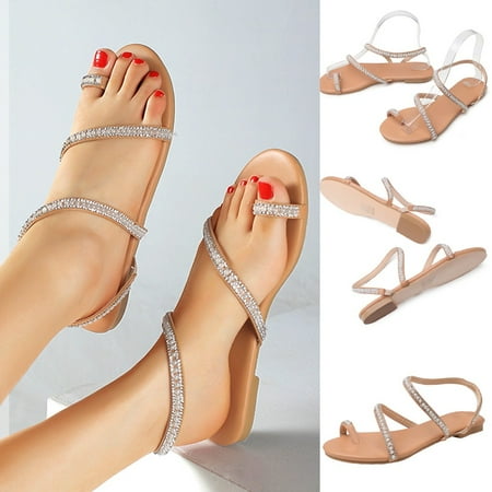 

Fashion Women Beaded Sandals Summer Shoes Party Sexy Pearl Flat Bottom Sandals
