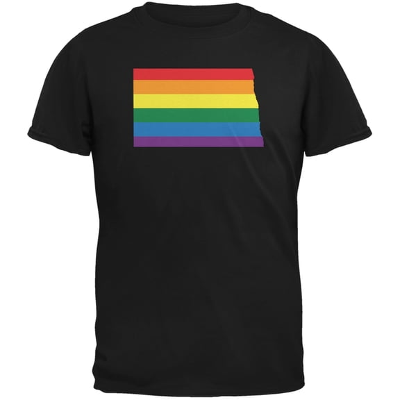 North Dakota LGBT Gay Pride Rainbow Black Adult T-Shirt - Small