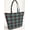 Green, variant on Buffalo Checked Plaid Tote Bag (Small Oval Tote) Light Gray