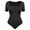 Black, variant on MANIFIQUE Women Bodysuits Short Sleeve Square Neck Stretch Lounge Travel Bodysuits Plus Size Shapewear