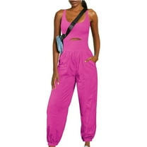 APEXFWDT Women's Tank Jumpsuit Summer Casual Sleeveless Rompers Jumpsuits with Pockets One Piece Outfit Active Workout Lounge Jumpsuits