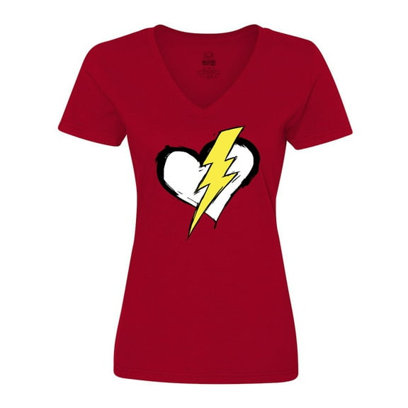 Inktastic Lightning bolt heart Women's V-Neck T-Shirt