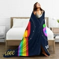 thumbnail image 5 of DouZhe Ultra-Soft Micro Fleece Lightweight Flannel Bed Blanket, Rainbow Lgbt Pride Love is Love Print Cozy Warm Throw Blankets, 50"x40", 5 of 7
