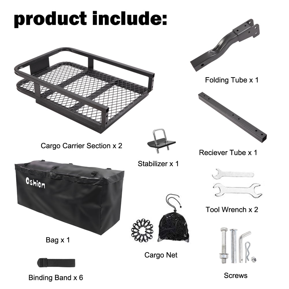 COMOTS JR1863 500LBS Folding Luggage Cargo Basket Heavy Duty Steel carrier luggage tray for Truck SUV Trailer Receiver Hitch Rack