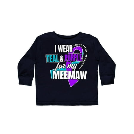 

Inktastic Suicide Prevention I Wear Teal and Purple for My Meemaw Gift Toddler Boy or Toddler Girl Long Sleeve T-Shirt