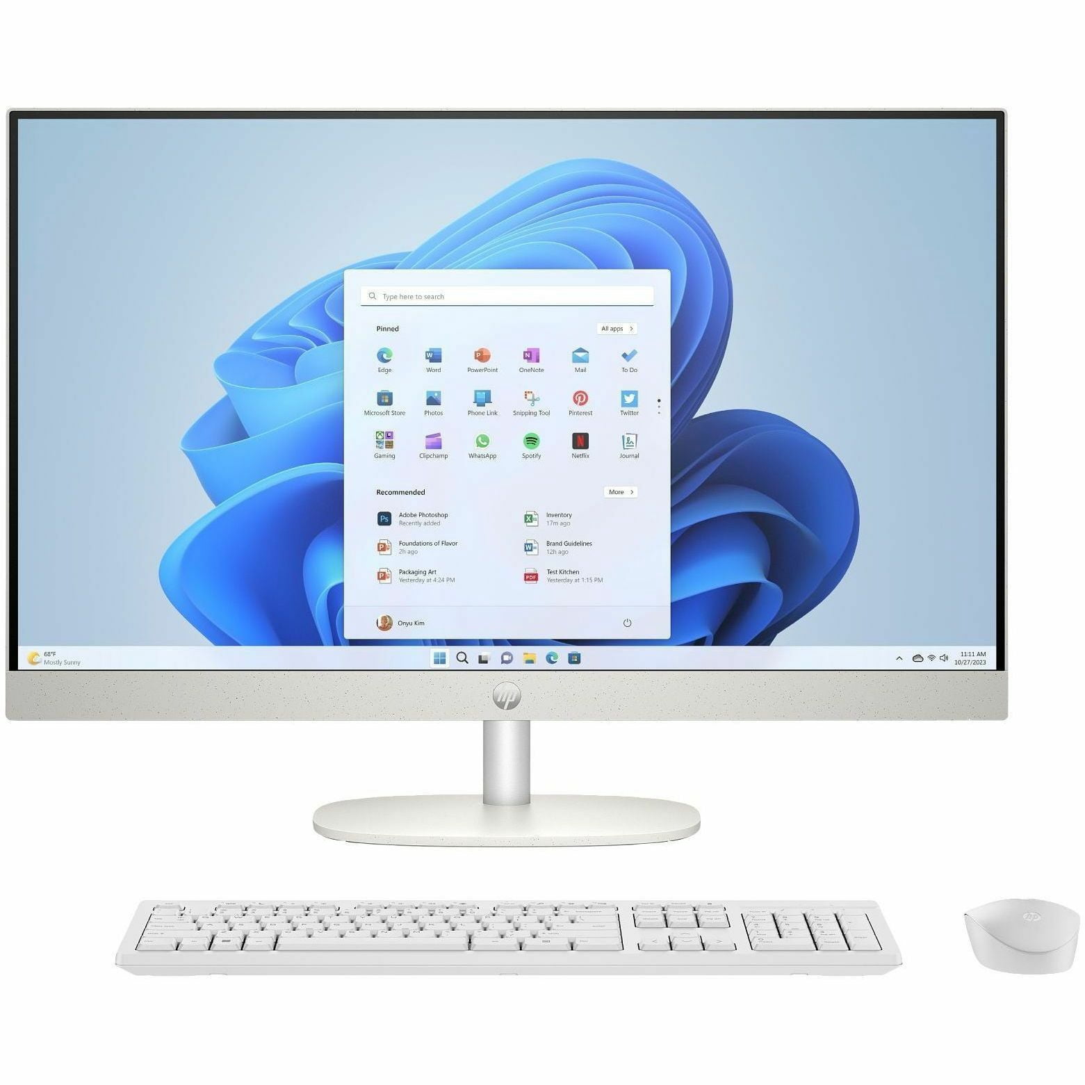 HP 24-cr0000a 24-cr0190 All-in-One Computer, AMD Ryzen 7 7730U, 16 GB, 512 GB SSD, 23.8" Full HD Touchscreen, Desktop, Shell White