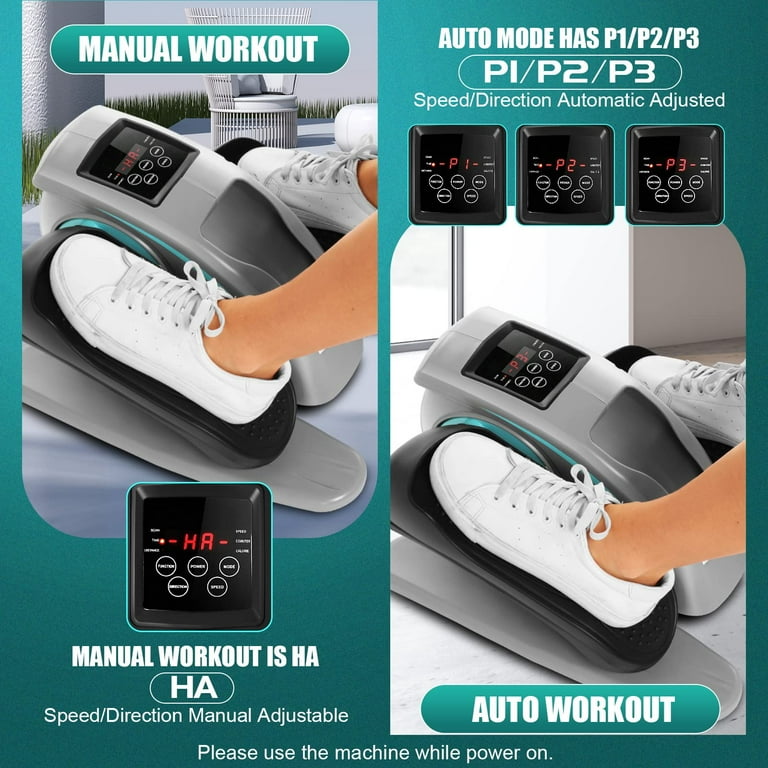 ANCHEER - Mini máquina elíptica eléctrica para debajo del escritorio,  control remoto, entrenador elíptico portátil de ejercicio con pedal grande,  monitor LCD, entrenador compacto para gimnasio en casa y oficina :  