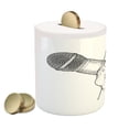 thumbnail image 2 of Popstar Party Piggy Bank, Hand Drawn High Sign for Rock Music Lovers and Microphone Sketch Art, Ceramic Coin Bank Money Box for Cash Saving, 3.6" X 3.2", Black and White, by Ambesonne, 2 of 4