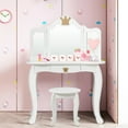thumbnail image 4 of Gymax Kids Makeup Dressing Table Chair Set Princess Vanity & Tri-folding Mirror White, 4 of 10