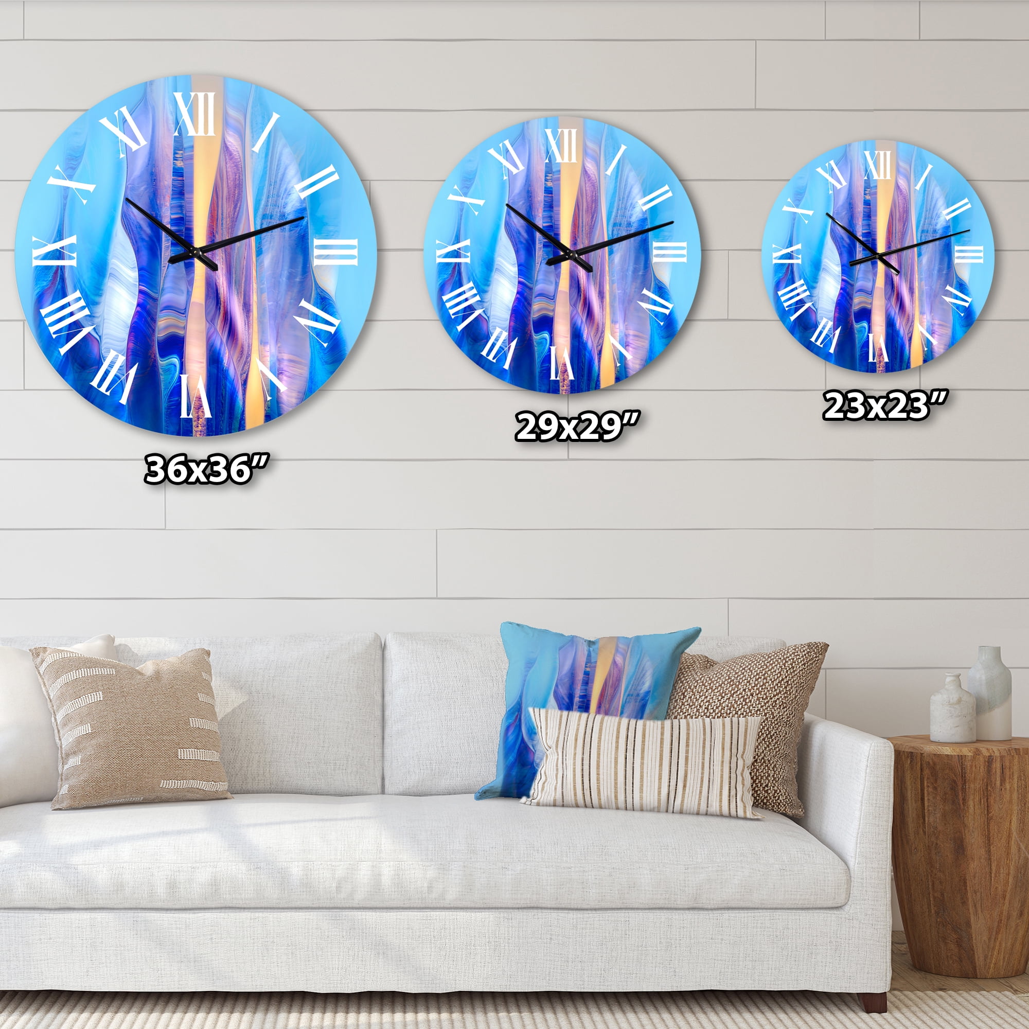 Designart 'Colorful Twisted Wavy Shape In Motion I' Modern Wall Clock