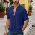thumbnail image 2 of T-Shirts for Man Plus Size Short Sleeve V-Neck Lightweight Tops & Blouses Summer Casual Loose Fitness Pullover T-Shirt Gifts for Men Dark BlueL, 2 of 10