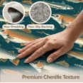 thumbnail image 6 of ODIKA 6'x9' Washable Area Rug Deep Teal Fishing Fish Vintage Rustic Trout Motif with Distressed Angler Design for Dining Room, Under Table, Office Décor, Non-Slip Chair-Friendly, 6 of 7