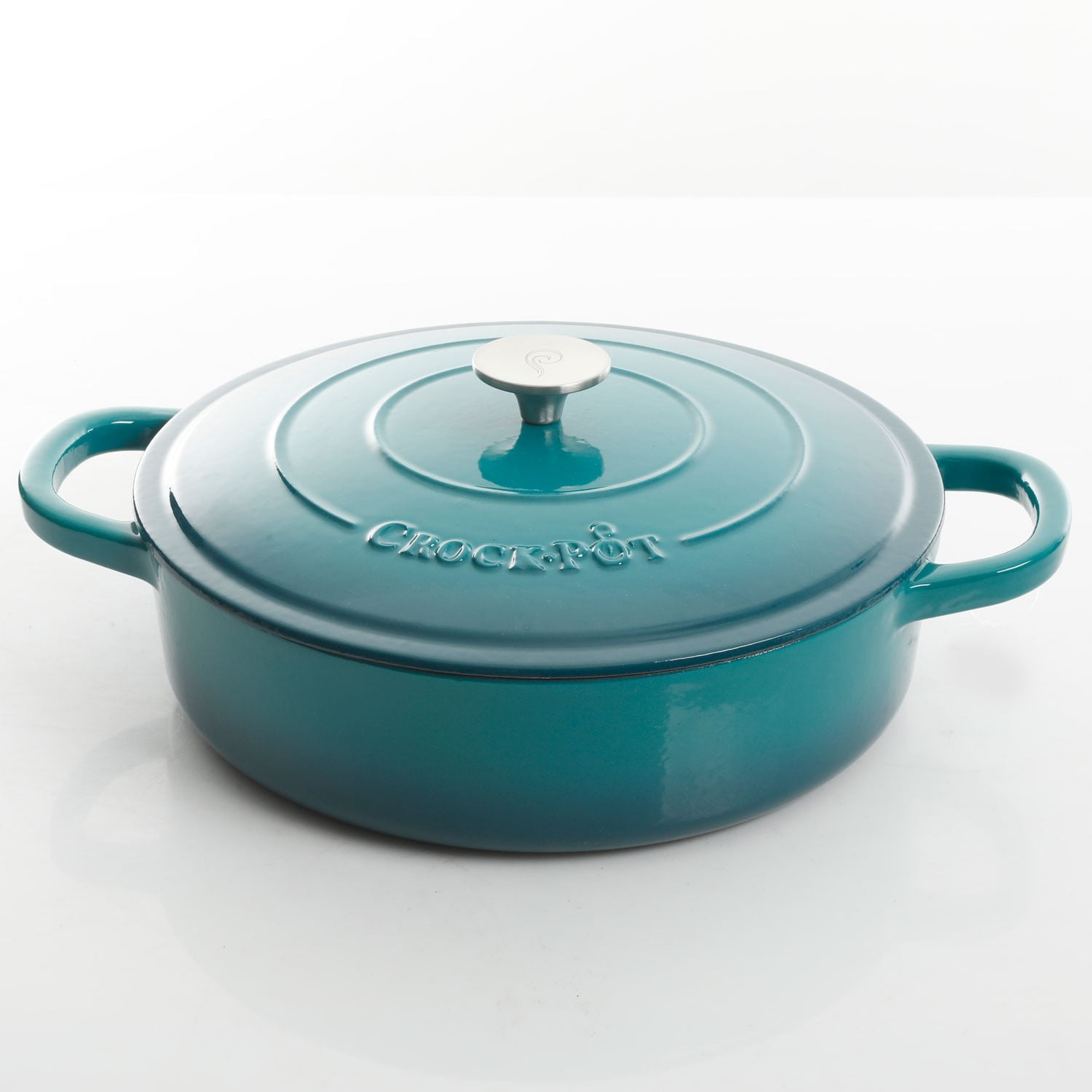 Artisan 5 Quart Round Enameled Cast Iron Braiser Pan with Lid, Teal