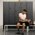 thumbnail image 2 of 72" Locker, Metal Lockers for Employees with 6 Doors and Keys, 6-Tiers Black Lockable Steel Storage Locker for Gym,School,Office,Sports,Card Slots,Vents, 2 of 4
