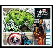 Edge Home Products Marvel Avengers Comics 3D Molded Art In 15.25in X 12.5in X 1in Shadowbox Frame, Captain America, Iron Man, Hulk