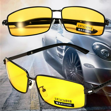 2Pcs Yellow Len Fashion Portable Polarized UV 400 Sunglasses Night Vision Glasses Goggles Outdoor Activities & Sports Fishing Driving Protection Your Eyes Metal Frame Light (Best Sunglasses For Your Eyes)