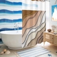 thumbnail image 5 of No Hook Shower Curtain, Brown Ombre Shower Curtains for Bathroom with See Through Top Window, Modern Geometric Abstract Aesthetic Cream Waterproof & Washable Bath Curtain Stand Up Stall 36"x72", 5 of 9