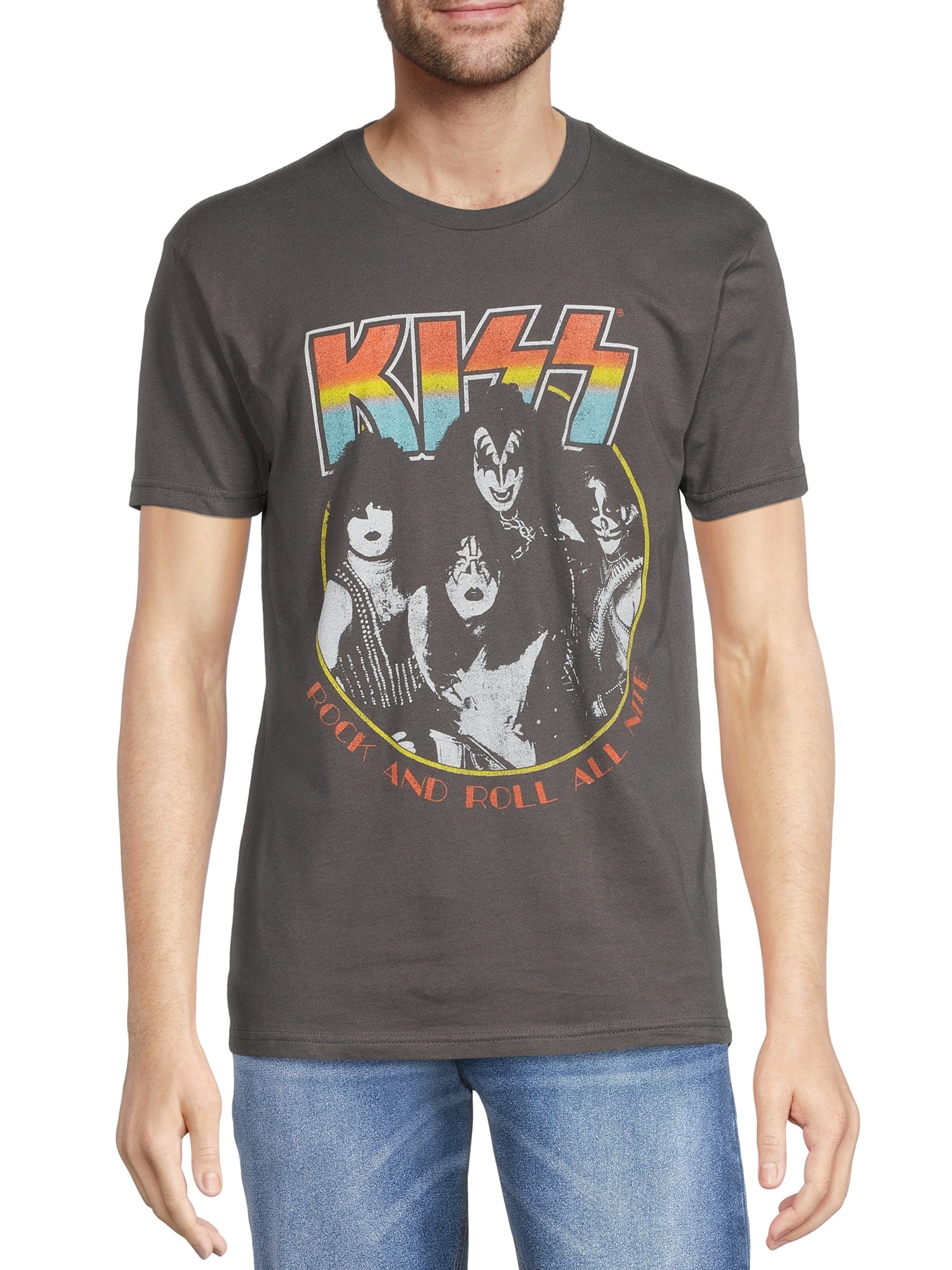 Kiss Men's Group Band T-Shirt with Short Sleeves