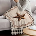 thumbnail image 3 of Western Texas Star Retro Blanket Soft Cozy Warm Throw Blanket for Couch, Plush Fuzzy Flannel Fleece Blankets for Sofa, Rustic Vintage Berry Black Beige Plaid Bed Blankets Gifts for Men, 40"x60", 3 of 9