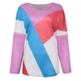 thumbnail image 3 of Haut Rétro à Col en V Imprimé Manches Longues en Polyester pour Femmes (Violet, m), 3 of 5