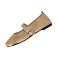 thumbnail image 2 of Miluxas Women's Mary Jane Ballet Flats, Square Toe Adjustable Buckle Suede Slip-On Casual Dress Shoes Beige 7(39), 2 of 8