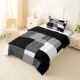thumbnail image 2 of Homewish Minimalist Grid Twin Comforter Sets,Mid Century Art Bedding Set,Black Gray,Black Reversible,2-Piece,1 Comforter and 1 Pillowcase, 2 of 7