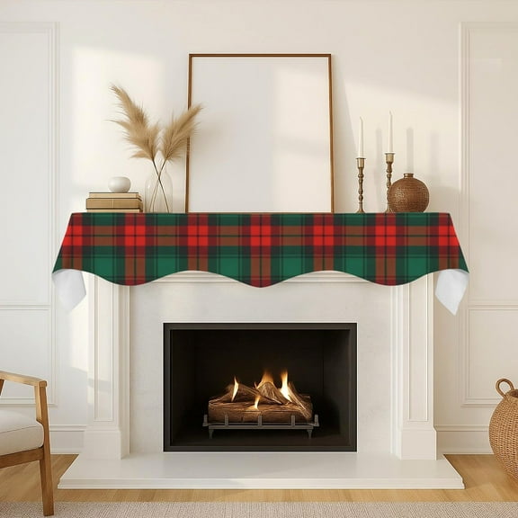 Christmas Holiday Fireplace Mantel Scarf | RG Plaid | Mantle Runner