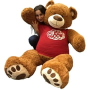 5 Foot Giant Teddy Bear 60 Inches Soft Cinnamon Brown Color Wears GET WELL SOON T-shirt