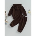 thumbnail image 4 of Bagilaanoe Toddler Baby Boy Long Pants Set Striped Print Long Sleeve Hoodie Pullover Tops + Sweatpants 6M 12M 18M 24M 3T 4T Kids Casual Sweatsuits, 4 of 8