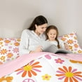 thumbnail image 5 of jejeloiu Cartoon Cute Daisy Full Size Comforter Sets,Kawaii Flower Floral Bedding Comforter Set,White Orange Pink Bedding Sets For Girl,Breathable Home Decor Reversible,3 Pieces, 5 of 8