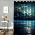 thumbnail image 2 of Fenyluxe Moon Clouds Water Pretty Polyester Shower Curtain for Bathroom Washable with Hooks 36x72, 2 of 7