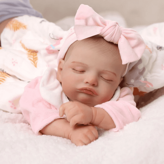 Myrebaby 18 Inch Realistic Reborn Baby Girl Doll with Soft Cloth Body & Lifelike Features, Includes Outfit & Accessories, Gift for Kids 3