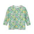 thumbnail image 4 of Xdegoge Little Kids Girls Easter Long Sleeve T Shirt Allover Bunny Egg Rainbow Print Crewneck Spring Holiday Party Outfits Casual Tops Stretchy Comfy Everyday Playwear Shirts, 4 of 5