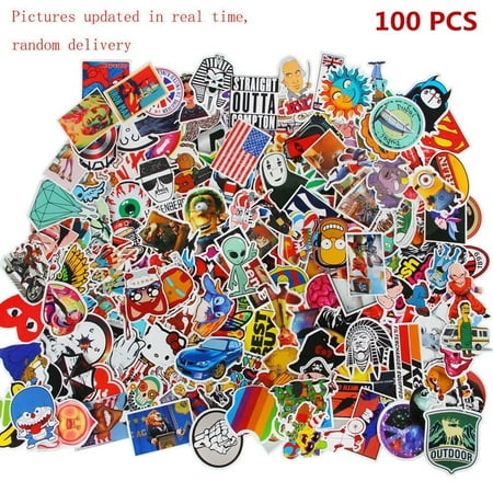 100 PCS Random Vinyl Decal Graffiti Sticker Bomb Waterproof Cool Stickers For Laptop Luggage Motorcycle Bicycle (Best Vinyl Sticker Machine)