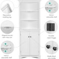 thumbnail image 4 of Spirich Tall Corner Storage Cabinet, Bathroom Floor Storage Cabinet with Doors and Adjustable Shelves, Freestanding Tall Cabinet Organizer for Bathroom, Kitchen, Living Room or Bedroom, White, 4 of 6