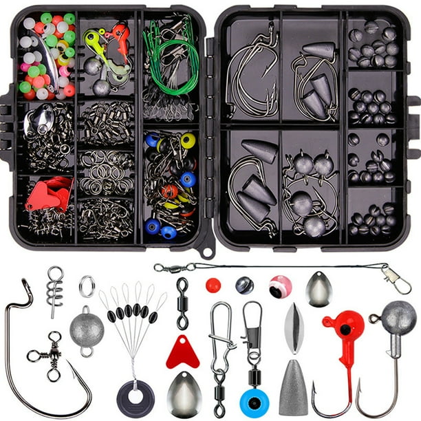 Juego de Señuelos de Pesca de 257 Uds., Kit de anzuelos de pesca antibobinado de Metal ABS resistente a la corrosión para exteriores con Caja de Almacenamiento negra YUNYI BRAND Deportes