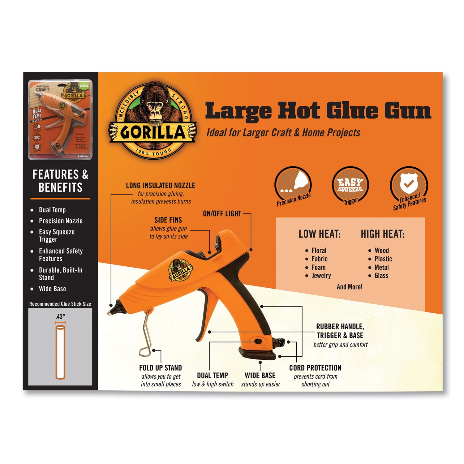 Dual Temp Hot Glue Gun, Orange/Black | Bundle of 2 Each