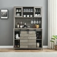 thumbnail image 3 of Ataucjin Farmhouse Bar Cabinet with Sliding Barn Door, 70" Rustic Buffet Cabinet with Storage Shelves, Liquor Cabinet with Wine and Glasses Rack, Sideboard Cupboard for Kitchen, Dining Room, 3 of 9