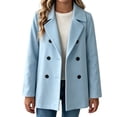 thumbnail image 3 of Jackets for Girls Zaewscy Girls Double‑Breasted Wool Blend Coat Notched Lapel Long Sleeve Kids Casual Wool Outerwear Light Blue 120, 3 of 9